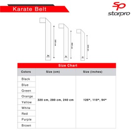 Starpro Martial Arts Grading Belt| 7 Stitch Cotton | 9 Colours | Lightweight design for Karate Judo Taekwondo Training and Competition|240cm 280cm 320cm