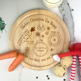 eBuyGB Snack Tray Xmas Eve Plate, Father Christmas Refuel Here, Mince Pie for Santa, Carrot for Rudolph & Reindeers, Wooden Treat Board, Wood