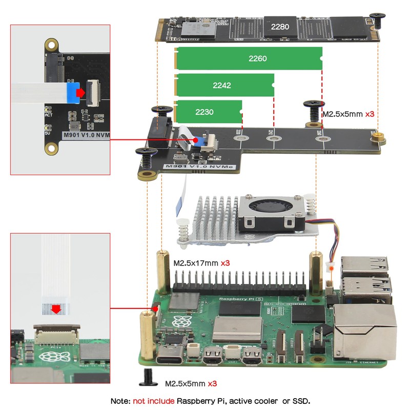 Geekworm M901 PCIe to M.2 Key-M NVMe SSD Pip PCIe