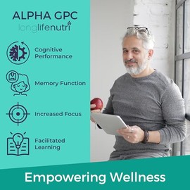Alpha GPC Suplemento de colina 300 mg  180 cpsulas vegetarianas  Hecho en Estados Unidos  Mejorador cognitivo nootrpico  Soporta la memoria y la...   