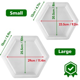 2 Size Hexagon Stepping Stone Mold, 9" /11.4" Reusable Cement Molds for Concrete, Plastic Concrete Molds for Walkways, Pavement and Garden