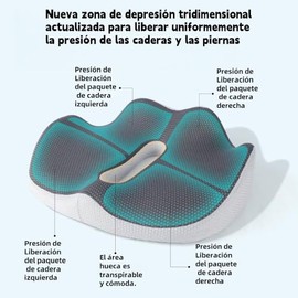 Cojin para Coxis y Ciatica Lumbar, Cojín para Silla de Oficina, Cojines de Asiento de Espuma Viscoelástica, Diseño Ergonómico, Ajusta la Postura Senta