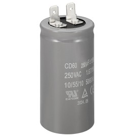 PATIKIL CD60 Run Capacitor, 250uF/MFD 250V 15% Tolerance 50/60Hz Motor Starting Capacitor for Air Compressor Motor Starts Running, Grey