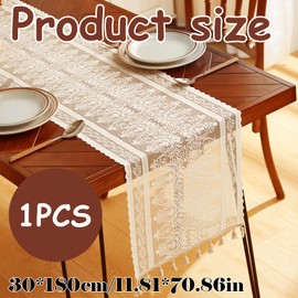 Ptenzor White Lace Table Runner 11.8x70.8 Inch, Vintage Embroidered Floral Table Decor, Elegant Rustic Table Cover for Wedding, Christmas, Party, Dresser, Home Decoration, Reusable & Machine Washable