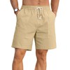 Sailwind Men's Linen Cotton Shorts 7" Elastic Waist Drawstring Casual