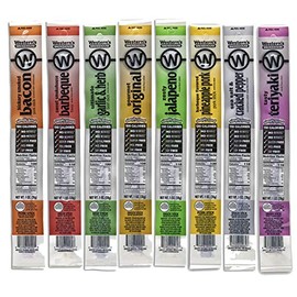 Western's Smokehouse Meat Sticks Sampler Pack of 8 Jerky Sticks – 8 Flavors of Pork and Beef Jerky Meat Sticks - Gluten-Free, MSG-Free, Soy-Free, No Nitrates