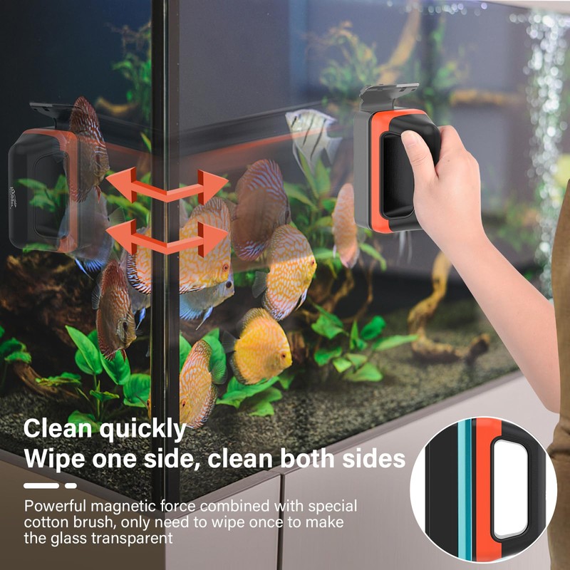hygger Fish Tank Magnetic Glass Cleaner Two Detachable Algae Scraper