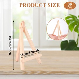 JMIATRY 30PCS Wood Mini Easel Stand 6 Inches Wooden Tabletop Easel Stand For Painting Easel Stand for Wedding Sign Paintings Cards Photos