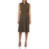 Halston Women's Sleeveless V-Neck Belted Commuter Dress, Sage