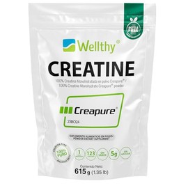 Wellthy Creatina Monohidratada Micronizada Creapure® 615g. 100% Pura. Solo 1 Ingrediente Creatina Alemana Creapure®. Vegana, Sin Azúcar, 123 porciones