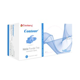Cranberry USA CR3116 Contour Nitrile Powder Free Exam Gloves, Small, Blue (Pack of 100)
