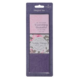 Christian Art Gifts Inspirational Decorative Refrigerator Magnet Set for Women: Noble Things & Everything Beautiful Encouraging Scripture, Home, Kitchen, Office, Pink, White & Purple Floral, Pack of 3