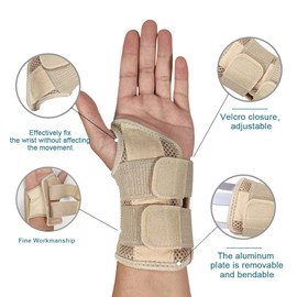 HMCEY Wrist Splint Carpal Tunnel Syndrome Splint Wrist Bandages Wrist Brace Carpal Tunnel Wrist Support for Sprains, RSI and Tendonitis (S/M Right, Beige)
