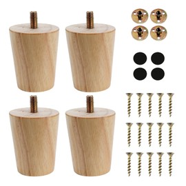 HO2NLE Pack of 4 6 cm Furniture Feet, Wooden Table Legs, Replacement Sofa Feet, Furniture Legs, Wooden Legs, Conical Cabinet Feet for Furniture, Sofa, Bed, Cabinet, Legs,