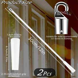 2-Pack Blind Wand Replacement Set - Adjustable Window Blind Pull Rods with Hook & Grip for Vertical Blinds | Curtain Opener Stick with Pole Hook (Clear)