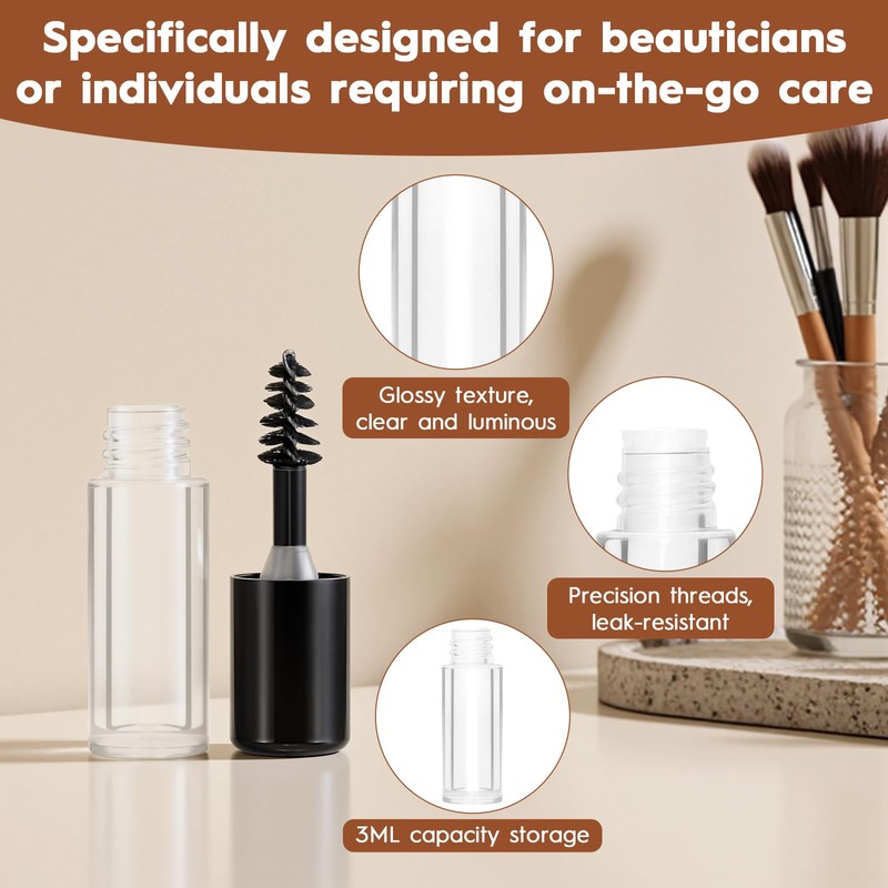36 Pcs Empty Mascara Tubes with Wand (3ml), Refillable Eyelash