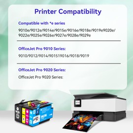 962xl Ink Cartridges Combo Pack for HP 962XL Black and Color Replacement for HP OfficeJet Pro 9010e 9015e 9010 9012 9015 9018e 9025e Printers (4-Pack Black Cyan Magenta Yellow)