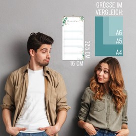 Couples Calendar 2026 Eucalypt 3 Columns Planner for Two 2026 Wall Calendar Couples 16 x 32.5 cm Partner Calendar 2026 Plus Sticker Recycled Holiday, Plus Oct-Dec 2025, Plus Vegetable Calendar Flowers