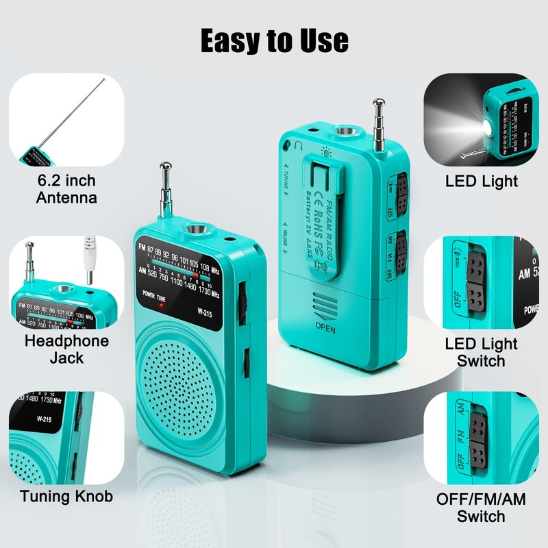 Tendak Portable Radio AM FM, Small Radio for Home, Outdoor,