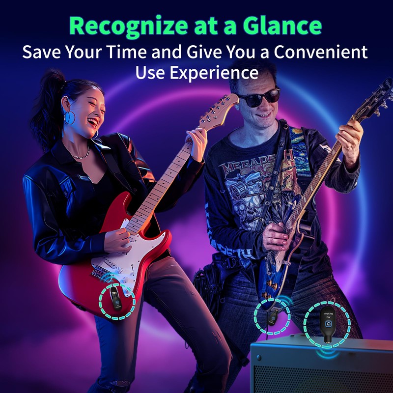Wireless Guitar Transmitter Receiver 2.4GHz with 2 Modes, Upgrade Thumb-Size,