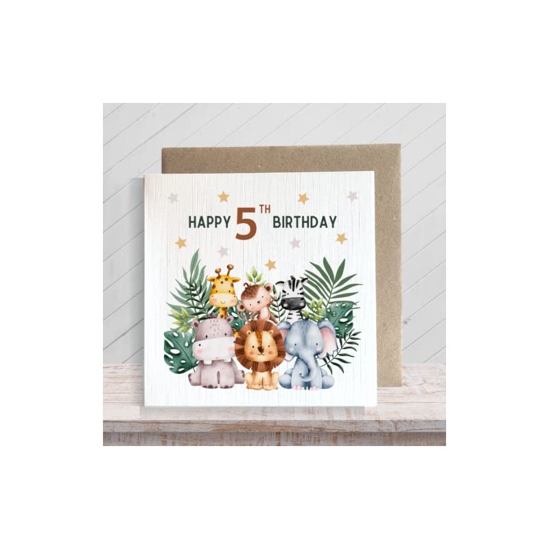 Second Ave 5th Birthday Age 5 Children's Kids Baby Safari