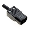 Rewireable C14 IEC Connector, Black, Straight - Socket Adapter Connector