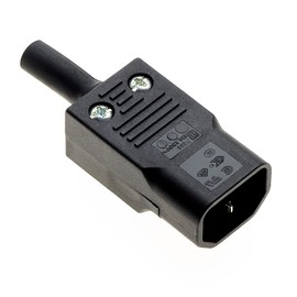 Rewireable C14 IEC Connector, Black, Straight - Socket Adapter Connector AC Ac110 250V 10A 3-Pin Inline Plug for Panel Mount