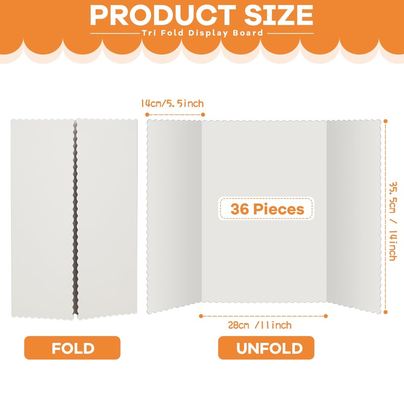 Ctosree 36 Pcs 14 * 22 Inch Tri Fold Poster