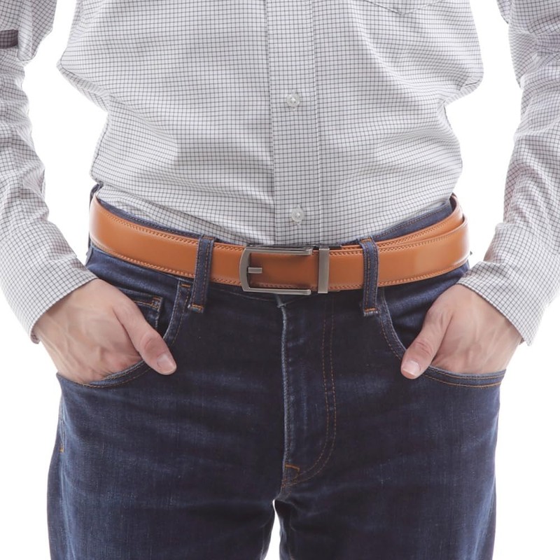 JINSELF Men's Belt (Grade A Genuine Leather) Auto Lock Buckle,