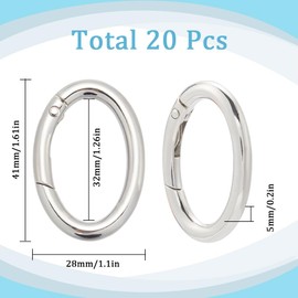 SUNNYCLUE 1 Box 20Pcs Silver Spring O Rings Round Carabiners Small Metal Oval Snap Hook Trigger Carabiner Buckle Clip Clasps Purse Gate Key Rings Bulk for Jewelry Making Keyrings Bags Purse Diy Crafts