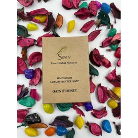 SVATV Handcrafted Soap with Oats & Honey, Soothing Herbs, Moisturised Skin, Traditional Ayurvedic Herbal Body Soap Bars for Men & Women, All Skin Types, 125 g