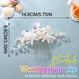GORAIS Starfish Bridal Hair Comb Pearl Beach Wedding Hair Accessories Shell Hair Pieces for Brides and Women