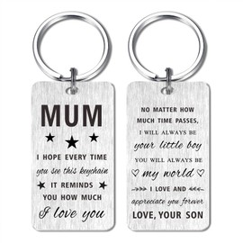 Mum Gifts from Sons- Birthday Keyring Gift for Mum from Son- Mum Christmas Valentine's Mother's Day Easter Presents