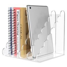 YAGELI Acrylic Magazine File Holder – Clear Desk Organizer with 4 Vertical Compartments – Space-Saving Rack for Office, Home, and Study – Stores Magazines, Folders, Files, Books & Mail