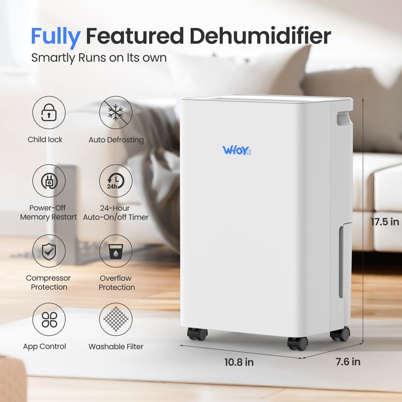 WHOY 30 Pints Smart Dehumidifier with WiFi App, for Home