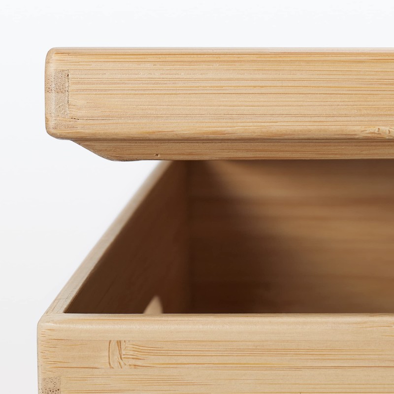 MUJI Overlapping Bamboo Rectangular Storage Boxes, Storage Items, Half Lid,
