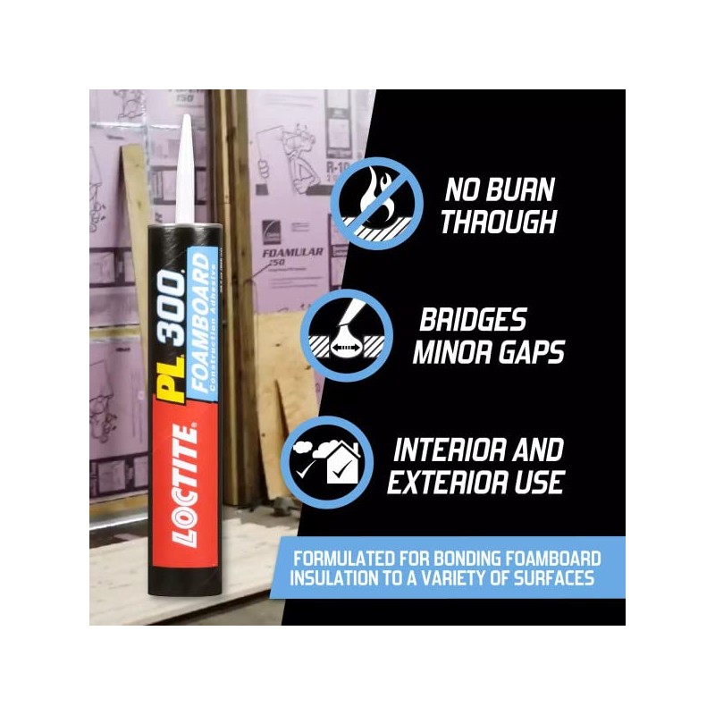 Loctite PL300 Foamboard Adhesive, 10 fl oz, Cartridge (12 Pack)