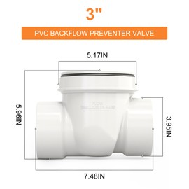 GASHER 4" PVC Backflow Preventer Valve, Sewer Check Back Flow Preventer Drain Backflow Preventer Valve for a Variety Of Drainage Systems