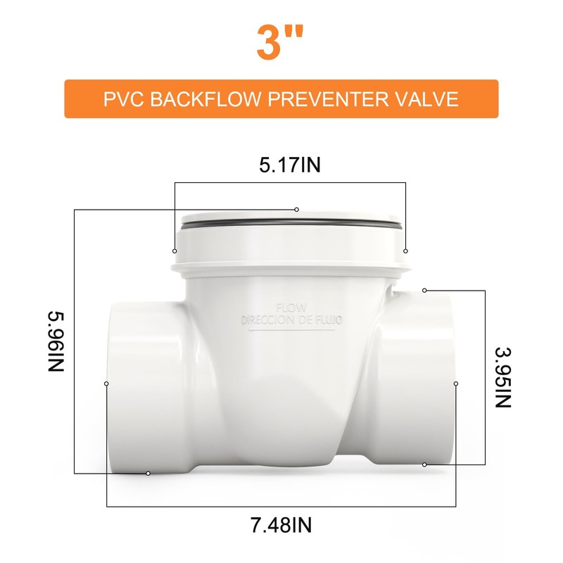 GASHER 4" PVC Backflow Preventer Valve, Sewer Check Back Flow