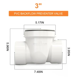 GASHER 3" PVC Backflow Preventer Valve, Sewer Check Back Flow Preventer Drain Backflow Preventer Valve for a Variety Of Drainage Systems