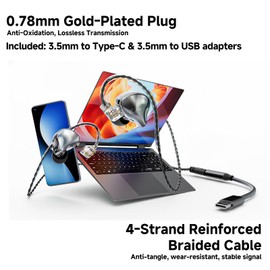 QILIAN QH3 in Ear Monitor Headphones, Includes 3.5mm Cable & USB-C Adapter,HiFi Music,10mm True Copper Ring Dynamic Drivers, Detachable 0.78mm 2-Pin Cable, for Smartphones & Laptops(Without Mic)