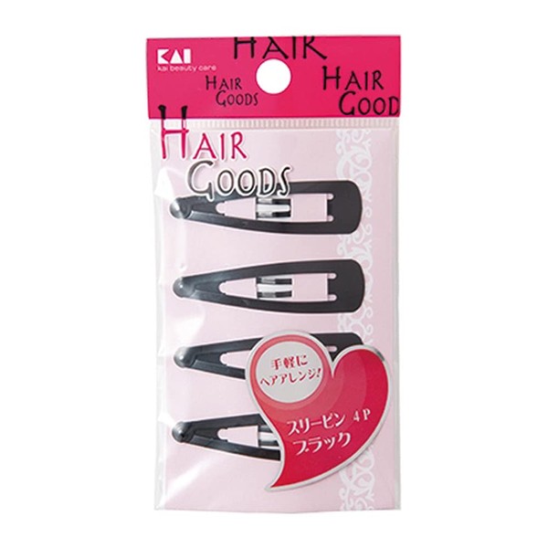 Kai Corporation HA3010 Hair Goods, 3-Pin, 4-Piece Set, Black