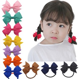 OuJyO Hair Elastic Ribbons, Children, Baby Hair Elastic, Mini Hair Elastic Ribbon, Bowknots, Cute Hair Accessories, Set of 30, Colorful, Preschool Hair Clips, Hair Ornaments, Shichi-Go-San Eating