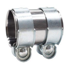 Exhaust Pipe Connector, Tianher Double Clamp Pipe Connector Exhaust Pipe Connector Exhaust Clamp Stainless Steel Turbo Silencer Band Clamp Step Clamps W/Bolt (2.5 Inch)