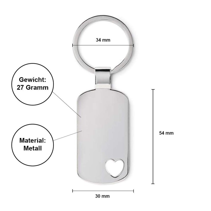 Key Ring with Heart Cut-Out and Engraving "Eigenschaften Papa" -