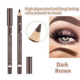 Go Ho 12 PCS Dark Brown Eyebrow Eyeliner Pencils,Sweatproof Eyebrow Pencil,Long-lasting Nice Color Eye Brow Gel Pen Makeup Brow Tint Sticks（Dark Brown）