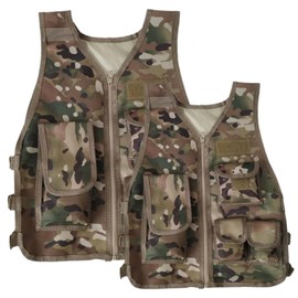 Army Costume for Boys, 600D Camouflage Breathable Kids Tactical Vest with Packages and Adjustable Panels, Boys Vest for Games or Training, Small