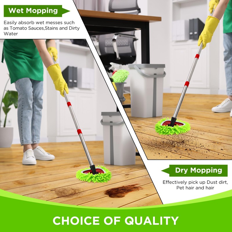 Baderke 3 Pack Chenille Mop Heads Replacements Compatible with 1