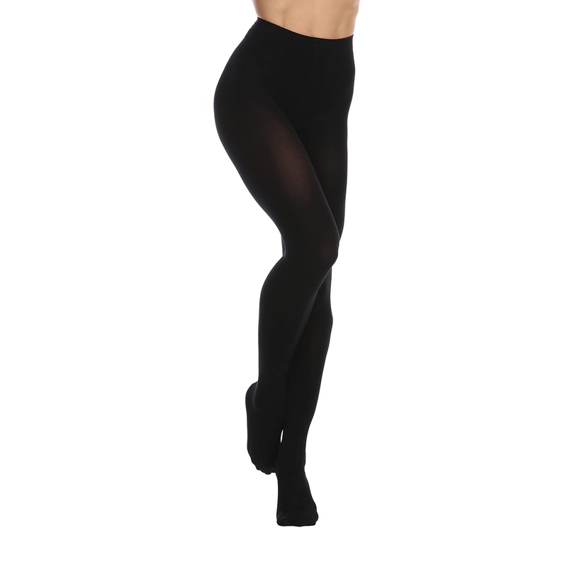 EVERSWE 2 Pairs Pack Women's Opaque Tights (L-XL, Black)