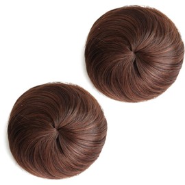 HSPJHTM 2 PCS Hair Bun Extensions Wig Accessory Updo Hairpieces Curly Wavy Hair Scrunchies Updo Hair Pieces Bun Extension Ponytail Messy for Women Girls - Medium Brown